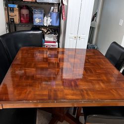 Dining Room Table and Bench Seating, Two Chairs