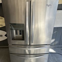 Whirlpool Excellent Working Stainless Steel French Door Refrigerator Bottom Freezer