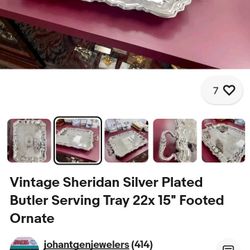 VINTAGE SHERIDAN SILVER PLATED BUTLER SERVING TRY