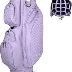 Luxury Womens Golf Bag, PU Leather Golf Cart Bag with Dual Handles for Women/Ladies, 14-Way Full-Length Top Dividers, Large Putter Well, Ultra Lightwe
