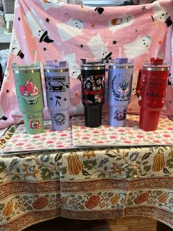 Custom Graphic Insulated Tumblers with Straws – Set of 5