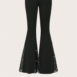 Sequin bell bottom leggings