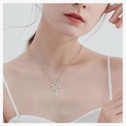 Circle Necklace for Women - 925 Sterling Silver Dainty Eternity (S)