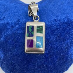 Sterling Inlaid Stone Necklace