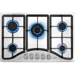 30 in. 5 Burners Gas Cooktop Stove Top 12250 BTU Built-in LPG/NG Convertible