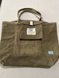 Large TOMS Canvas Olive Green Tote Bag