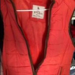 #255 Ladies Large Hooded Puffer Vest. Peach Color