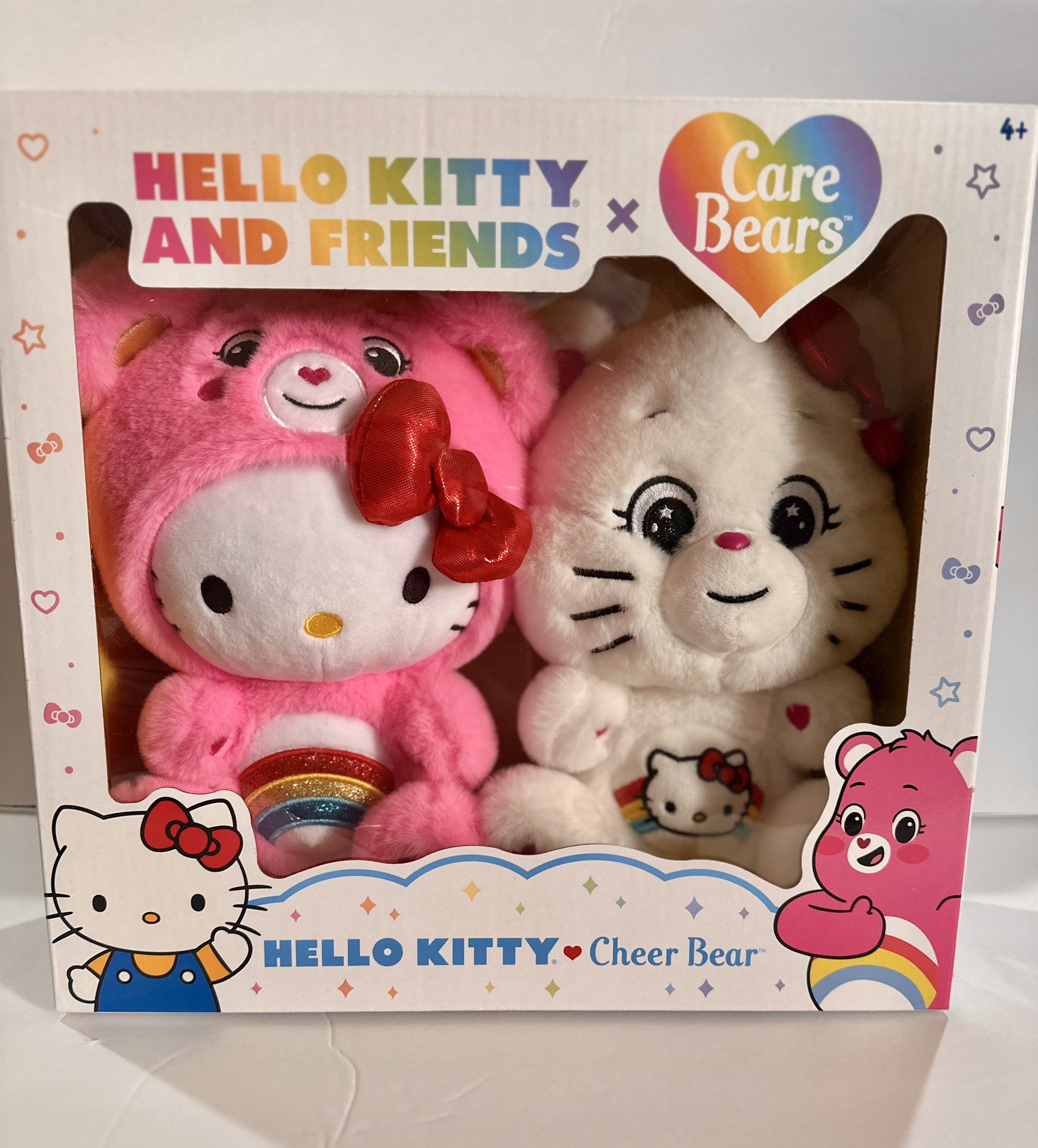 Hello Kitty Loves Cheer Bear 10" Collectible Care Bears Plush 2-Pack 