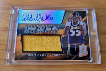 🔥#1/15 First Printed! On card Auto Game Used Patch Kareem Abdul Jabbar 2013-14 Panini Spectra Spectacular