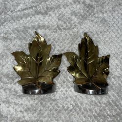 Vintage Brass Maple Leaf Bookend 