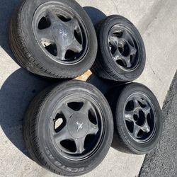 4 — 215/55r16 245/50r16 4x108 Stock Ford Mustang Fox Body Fiesta Wheels Rims Tires!!!!