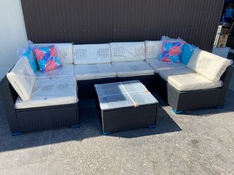 Outdoor Rattan Sectional Sofa Set with Coffee Table