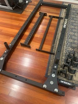 RML-390F 92” FLAT FOOT MONSTER LITE RACK with bar holder and Plate Storage and extra j cup
