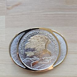 North American Hunting Club Belt Buckle 24k gold Plated Rhodium Over Solid Brass