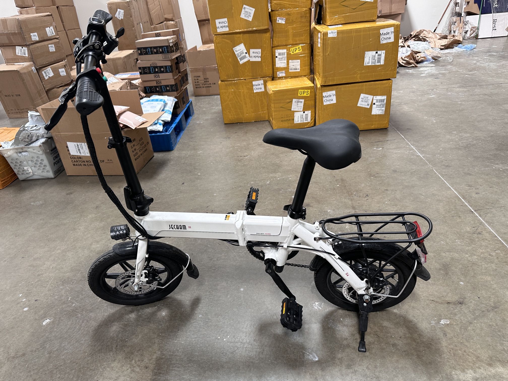 Foldable Adult E-bike, White,  Mini Electric Folding Bike 