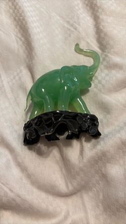 Jade Elephant Figurine on A Stand