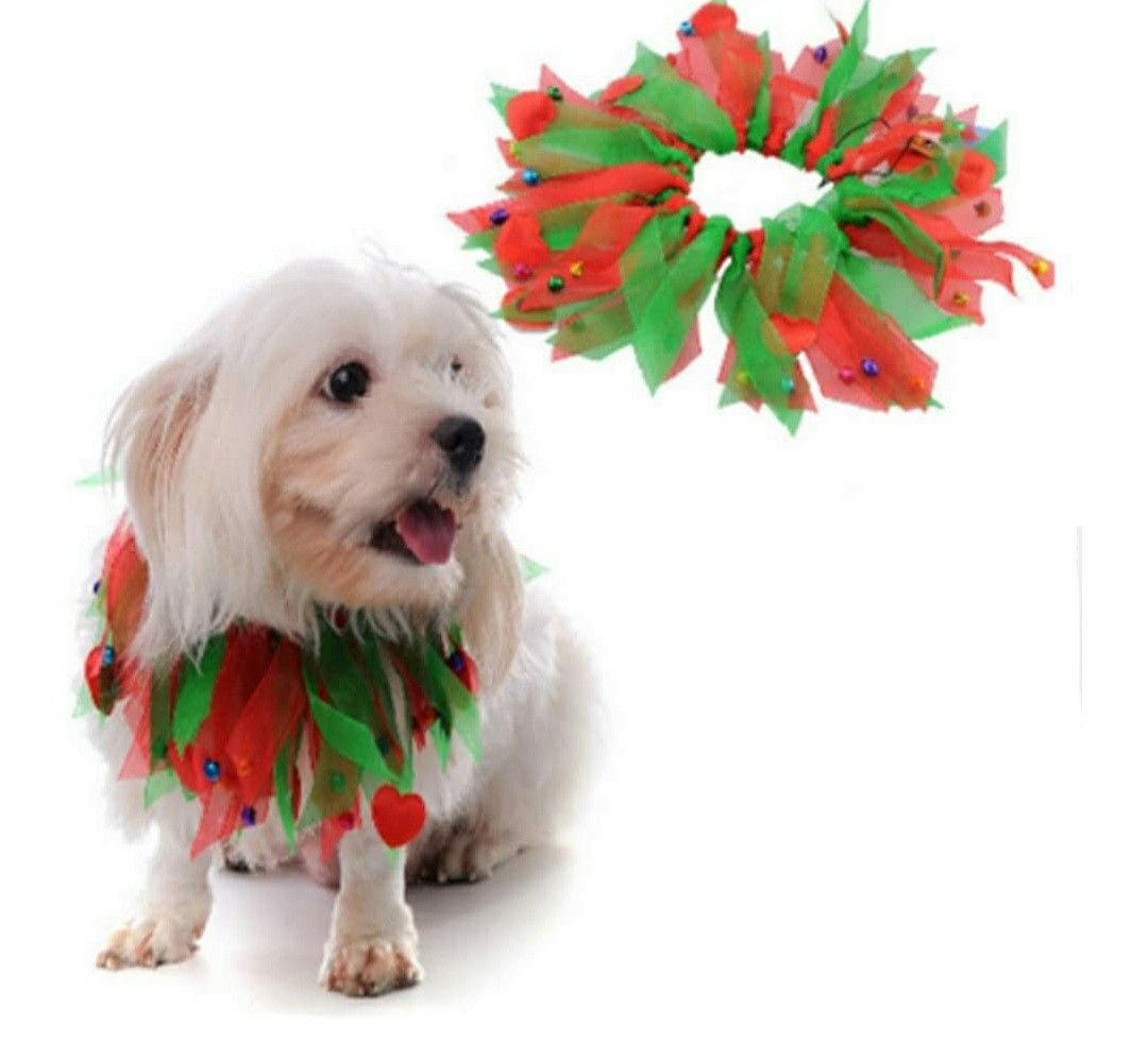 Christmas dog collar large reg/green