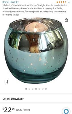 12-Packs 3-Inch Blue Bowl Votive Tealight Candle Holder Bulk