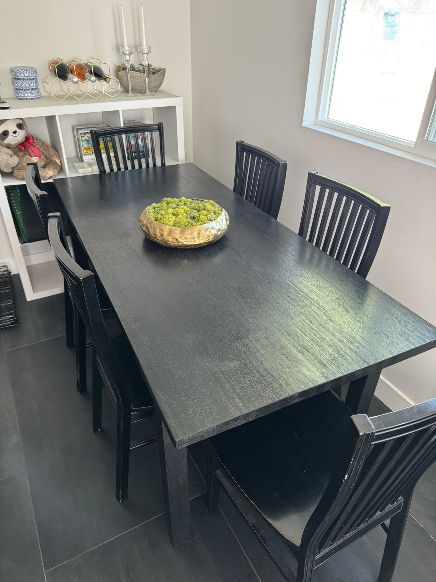 Black Wooden dining Room Table Set