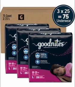 Goodnites Nighttime Underwear Size L 75 Count