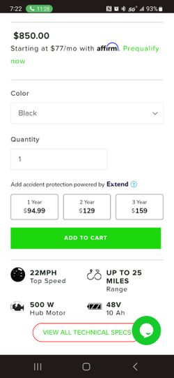 Scooter $450 500 Watt Front & Rear Shock Metal Good Quality 