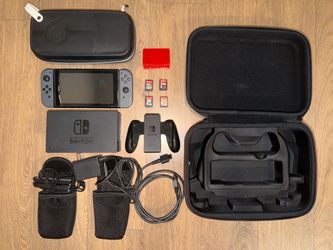 Nintendo Switch V1 Bundle + 4 Games, Dock, Cases & Accessories