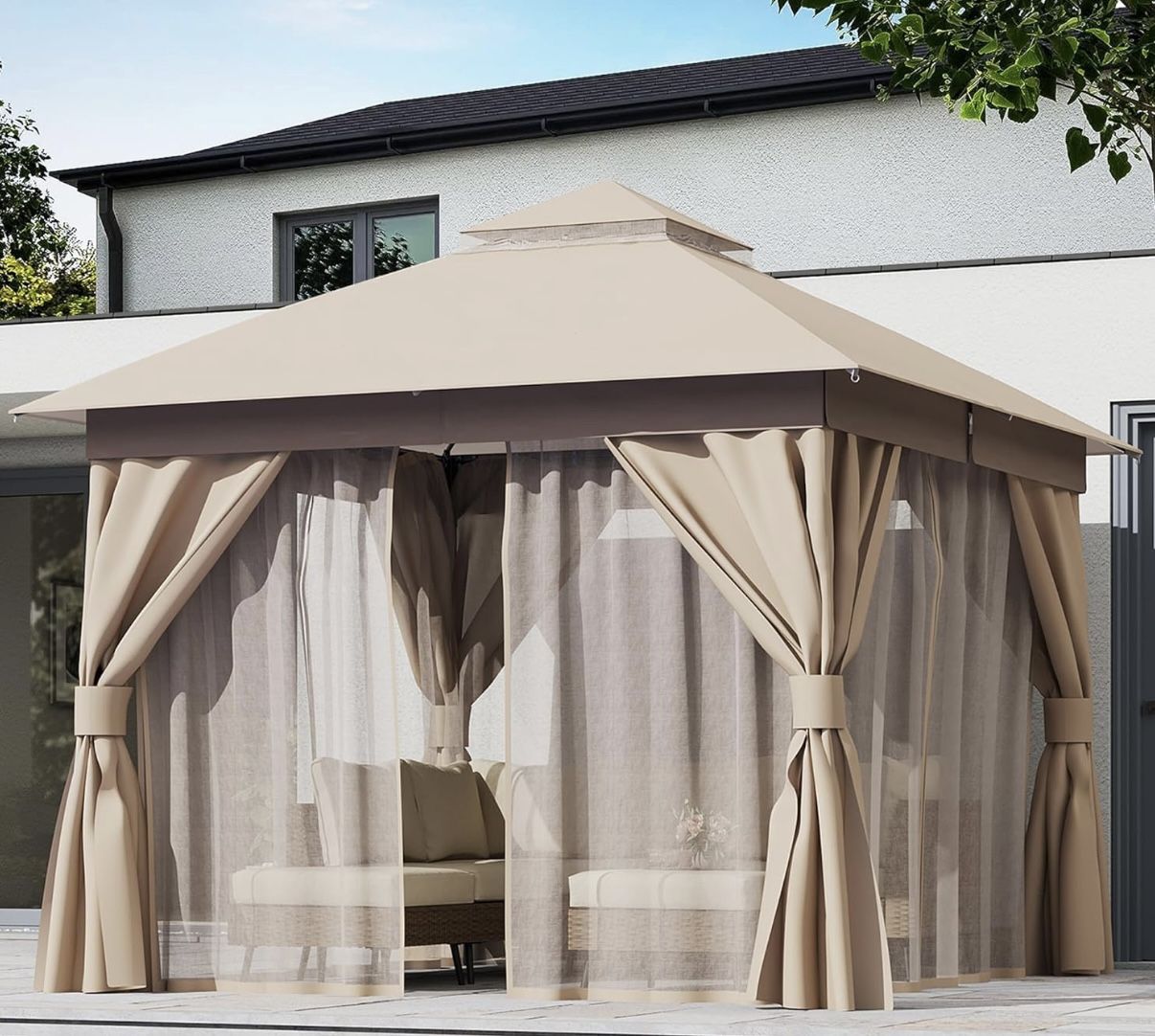 Khaki Patio Gazebo 10x10
