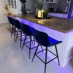 4 Blue  Bar Stools