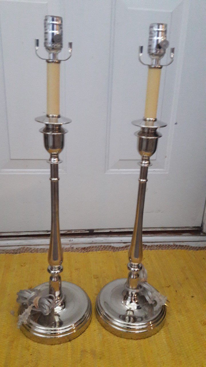 RALPH LAUREN Chrome Candlestick Table Lamps