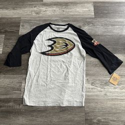 Wright & Ditson Anaheim Ducks Raglan Baseball Shirt Large 