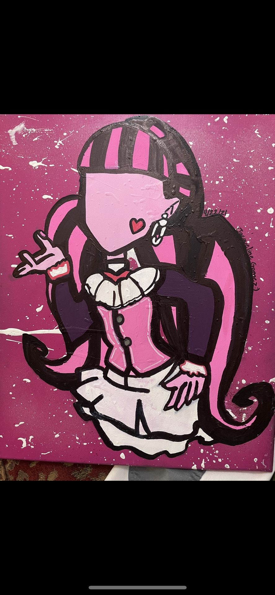 Unique Dracurora monster high painting by 11 year old local artist