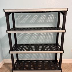 48-in W x 18-in D x 60-in H heavy duty metal reinforced resin utility shelf.