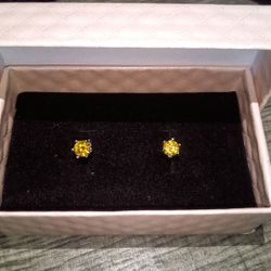 1ct Sterling Silver 5mm Yellow Moissanite Stud Earrings 