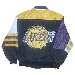 Vintage 80’s 90’s NBA Los Angeles Lakers Basketball Leather Varsity Jacket Made in Korea