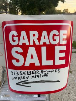 garage sale open tomorrow 9am to 8 pm