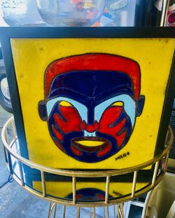 Signed  Art -Mask Art On TILE (HEAVY)