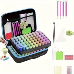 120 Slot Diamond Painting Storage Case Organizer Kit with Tools – Bead Containers, Funnels & Accessories – Portable Craft Carrying Bag for Diamond Art