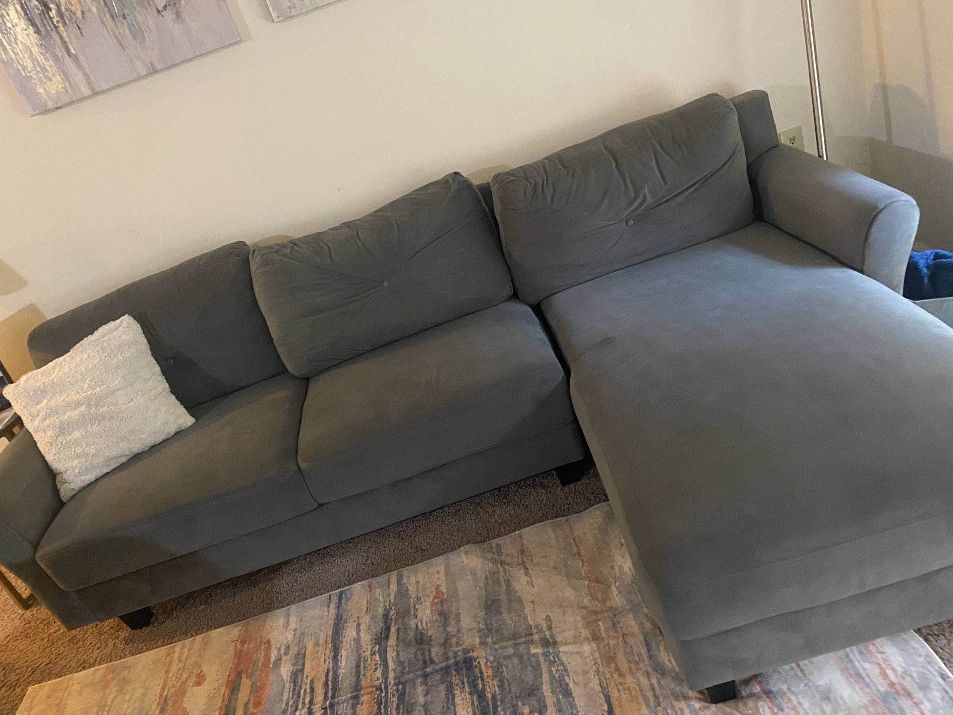 Dark Gray Suede 2 Piece Sectional