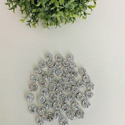 50x Resin Round Silver Shimmer Beads Flat back For Craft Jewelry Making