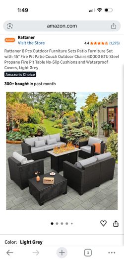 Patio set with firepit