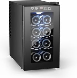 RLPI 8 Bottle Wine Cooler 25L Thermoelectric Beverage Refrigerator Black