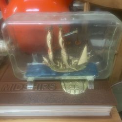 Vintage Plastic Mid Century Modern Ship In A Bottle 