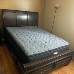 Queen Bed Frame And Sealy Mattress 