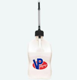 VP Racing 5.5 Gallon Motorsports Container Utility Jugs with Deluxe Hose › Utility Jug, 5.50 Gallons, Square, Plastic, White, Vented, 10.250 in. Lengt
