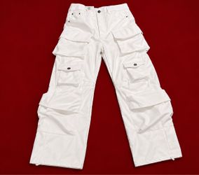 White Stretch Multi-Pocket Cargo Pants (Size S)