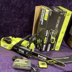 🧰🛠RYOBI 40V HP Brushless 16” Chainsaw w/4.0Ah Battery & Charger-LIGHTLY USED!-$175!🧰🛠