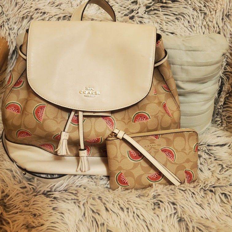 COACH Watermelon Backpack And Wristlet