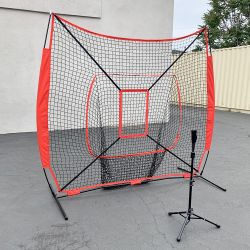 Brand New $70 Baseball, Softball 7x7ft Practice (Net and Ball Tee Set) for Hitting Batting Training 