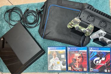 PS4 Slim + Thrustmaster T150 Racing Wheel + Full Racing Simulator Setup + 2 Controllers