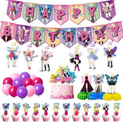 Upgrade 41Pc Birthday Party Decorations Merch Include Fairy TSinger Theme Happy Birthday Banner,Balloon,Cake Cupcake Topper Birthday Party Supplies Fo